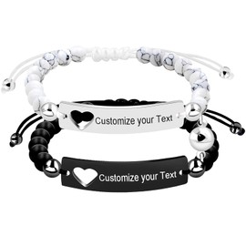 Pulsera de acero inoxidable hecha a mano, cuerda trenzada con placa de identificación magnética p...