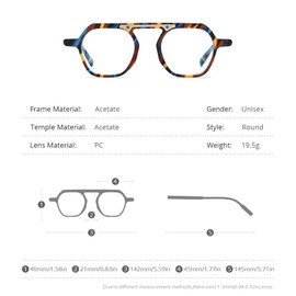 HEPIDEM - anteojos de acetato para hombre, estilo clásico, retro, cuadradas, para miopía, marco óptico, 9174 Black, 45-21-145