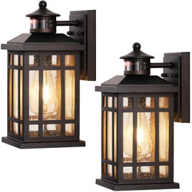 OPAXIS Porch Lights Outdoor with Motion Sensor, 2 Packs Oil Rubbed Bronze Outside Lantern Fixtures Wall Mount, Aluminium Anti-Rust Exterior Wall Light, Dusk to Dawn Coach Light for Garage Patio Entry