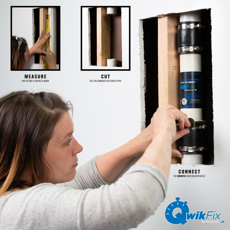 Fernco QwikFix Broken Pipe 4" Coupling Repair Kit for Plastic,