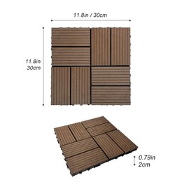 Benicabaly Transform Your Space with DIY Interlocking Deck Tiles Set of 20, Durable Wood-Plastic Composite, Light Coffee, 12x12in
