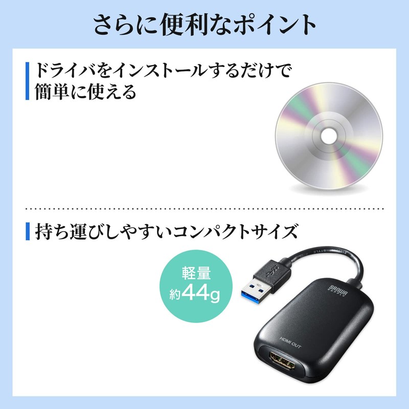 Sanwa Supply USB-HDMI Conversion Adapter/Display Adapter (USB A Connector Male