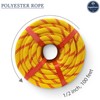 Ezjsdltech 1/2 in x 100 ft Polyester Arborist Rigging Rope,