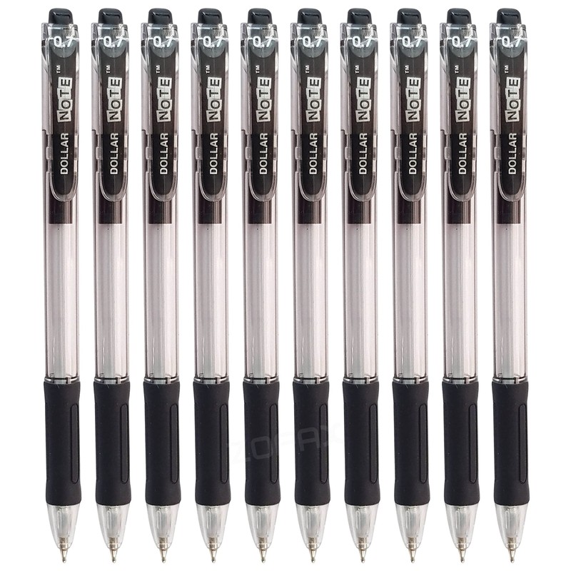 10 x 0.7mm Tip Ball Pen DOLLAR Note BLACK Click