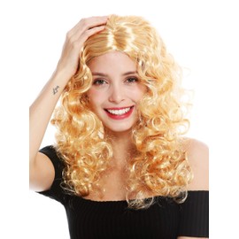 Wig Me Up - 3072-P03 Women's Wig, Carnival Fancy Dress Curls Super Volume, Curly, Middle Parting, Golden Blonde. 55 cm