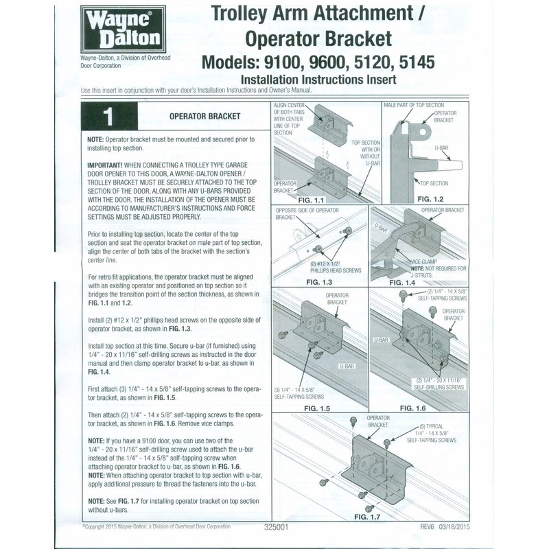 Wayne Dalton Garage Door Opener Bracket, 322984