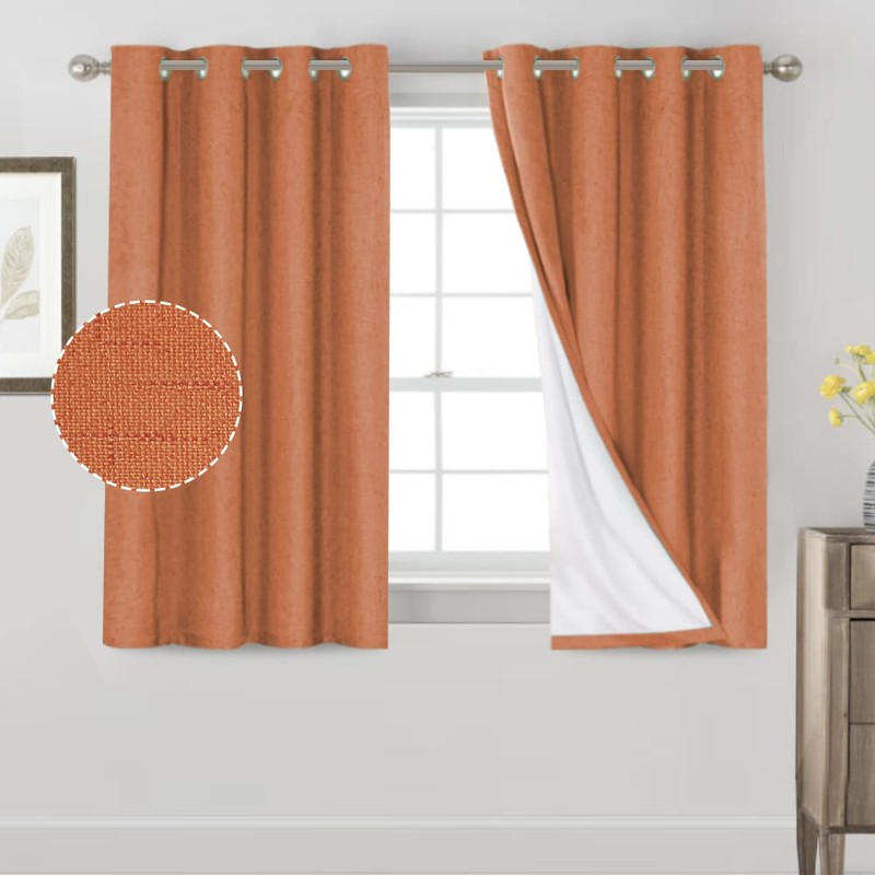 PrinceDeco 100% Blackout Linen Textured Curtains for Bedroom Room Darkening