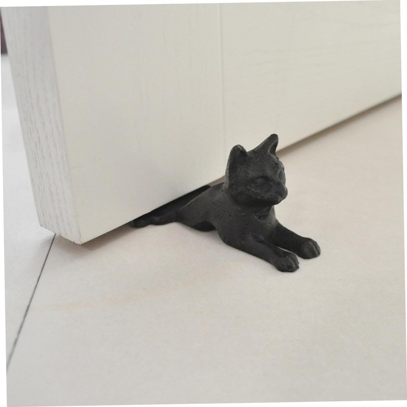 STOBOK Cast Iron Cat Shape Door Stopper Heavy Duty Wedge