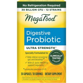 MegaFood MegaFood Digestive Probiotic - 12 Strain Vegetarian Probiotics for Women & Men, 30 Billion CFUs, Support Gut Health, Probiotics for Digestive Health Help Relieve Occasional Gas & Bloating, 30 Capsules