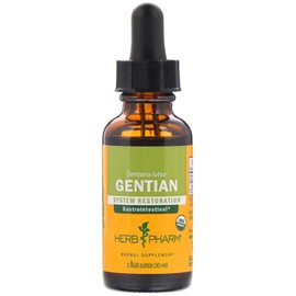Herb Pharm Certified Organic Gentian Liquid Extract for Digestive Support - 1 Ounce