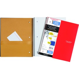 Five Star 1-Subject Spiral Notebook, 8.5" x 11" Sheet Size, College Ruled, 200 Pages/100 Sheets, Neat Sheet Perforated Pages, Wirebound, Assorted Colour Poly Covers, 1 Notebook (06714)