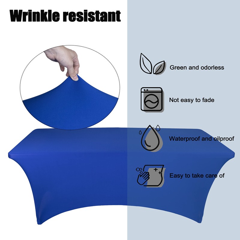 Ocves Stretch Tablecloth 6ft Spandex Table Covers Polyester Fitted Rectangular