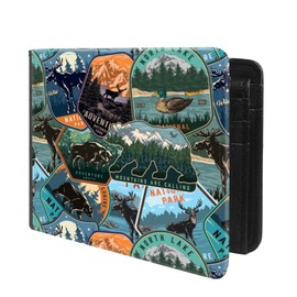 Trofung (National Park Emlbems Front Pocket Slim Bifold Leather Wallet RFID Blocking with ID Window for Men