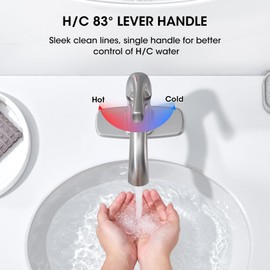 Bathroom Faucet 1 Hole Bathroom Sink Faucet Brushed Nickel Bathroom Faucets for Vanity One Hole with Pop Up Drain&Deckplate