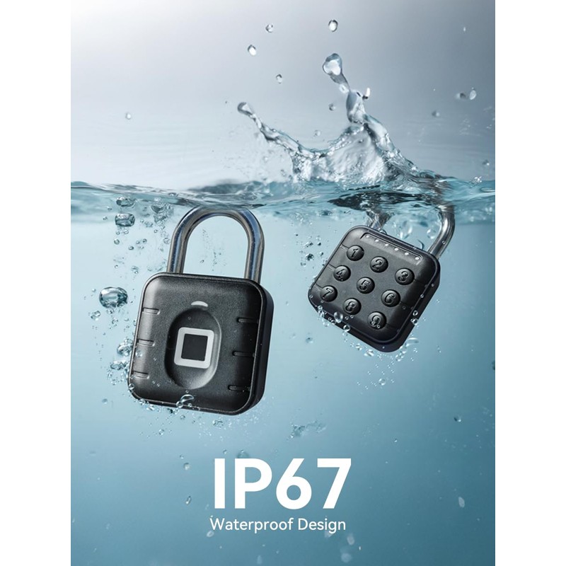 NexusLab Smart Fingerprint Padlock with TUYA App Control, IP67 Waterproof,