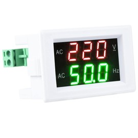 LED Digital Dual Display AC Voltmeter Frequency Meter, 80-500V Voltage 45-65Hz Tester No External Power Needed Dual-Color Display for Generators Power Supply Testing (White)