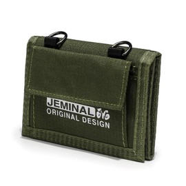 JEMINAL Lanyard Trifold Wallet for Men Canvas Wallet with Multiple Card Slots and ID Window Green