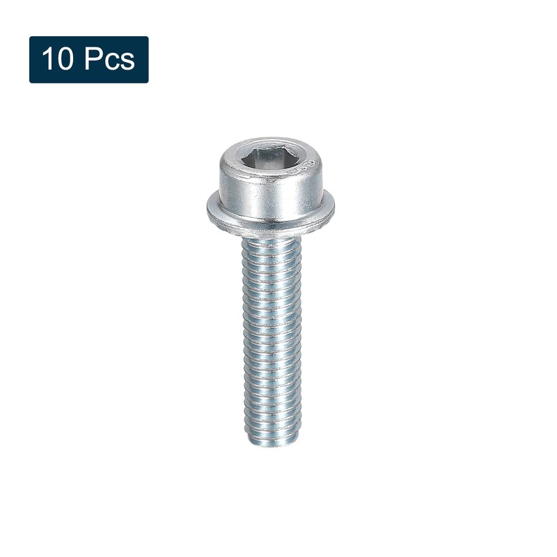 sourcing map M5x20mm Flanged Socket Head Cap Screws, 10pcs 8.8