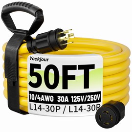 50FT L14-30P/L14-30R 30 Amp Generator Extension Cord, ETL Listed