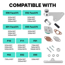 Hugwish EGR Valve Kit for N57N N57S Diesel Engines, Seal EGR Valve Replacement Part Suppression Compatible with E90, E91, E92, E93, F10, F11, F01, F02