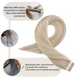 Moresoo Hair Extensions Tape in 24 Inch Full Head Tape in Extensions 100 Grams 40 Pieces Ash Blonde Highlight Extensions Glam Seamless Hair Extensions #18 Ash Blonde Highlight with #613 Bleach Blonde