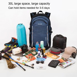 YSUJUAN 30L Hiking Daypack Waterproof Backpack for Women & Men Hiking Camping Outdoor Travel Day Backpack Pack with Rain Cove,Grey