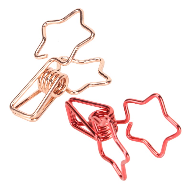 100 Pcs Binder Clips Hollow Cute Star Shape Sturdy Metal