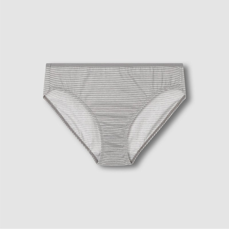 JAJU [JAJU] Women's Cotton Stripe Hipster Panties 3-Pack_Grey