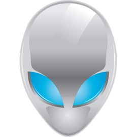Grey Alien Head Sticker 3" x 1.8"