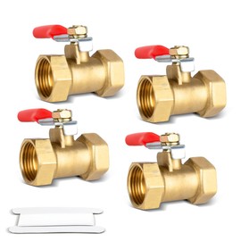 Bwintech 4 Pieces 1/4 Inch BSP Female Thread to 1/4 Inch BSP Female Thread Heavy Duty Brass Mini Ball Valve 180 Degree Shut-off Switch Operation Handle Valve Pipe Fittings