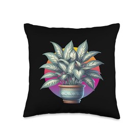 Beautiful Dieffenbachia Plant in Pot Throw Pillow