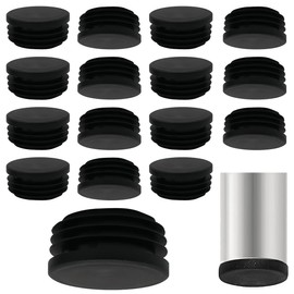 NJCXOLA Lamellar Plugs, Round, 50 x 50 mm, Tube Plugs, Pipe Covers, Made of High-Quality Polyethylene Plastic, Plugs, End Plugs, Caps, black