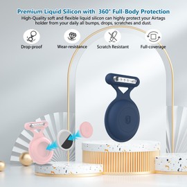 Aircawin for AirTag Holder Case with Brooch Pin,2 Packs Waterproof Hidden AirTag Case for Kids,Item Locator,Anti Lost GPS Tracker Item Finder for Child/Kids/Elderly/Clothing-Blue+Pink