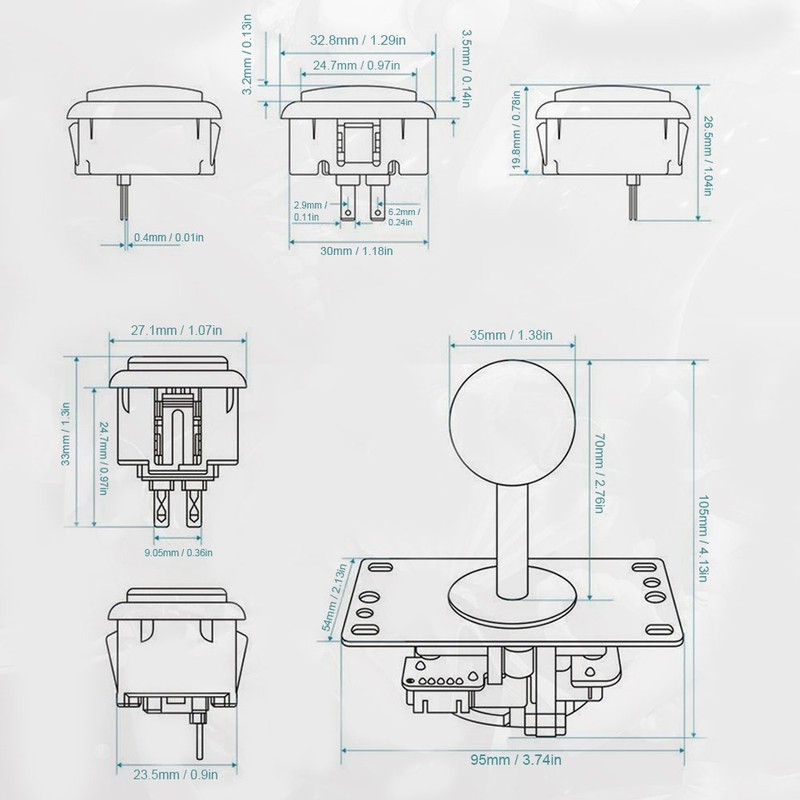 Game Accessory Joystick DIY USB Game Set for Win8 /