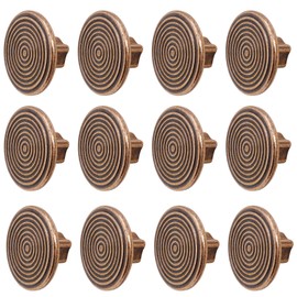 Decoranddecor Mira Spiral Round Cupboard Knob Handle - 40mm Diameter Zinc Alloy (Antique Copper, 12 Pack)