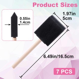Isslly 7pcs Foam Brush for Painting, 1.97" Sponge Paint Paintbrushes with Wooden Handle, Foam Brushes for Varnishes Staining Cleaning- Black