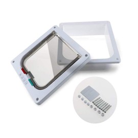 Voarge Cat Dog Door Sliding Door for Pet Safety Window Entrance and Exit Controllable Easy Installation (L, White)