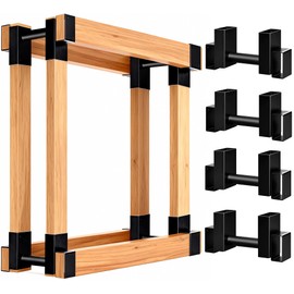 Amagabeli Set of 4 Pack Outdoor Firewood Log Storage Rack Bracket Kit Fireplace Wood Storage Holder Adjustable Length Log Stacking Stand Holder for Wood Burning Fire Pits Black