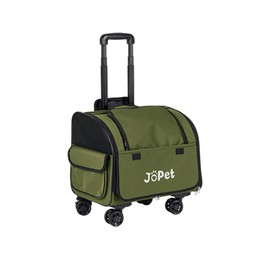 JoPet Pet Bag Carrier with Wheels, Pet Backpack with Wheels, Small Dog Carrier, cat Carrier, Detachable Wheels, Travel Bag, Pet Trolley, Soft Sided Carrier with Wheels, Foldable Carrier (Olive Green)