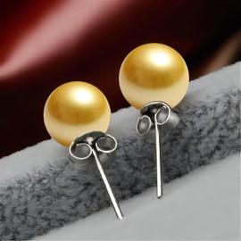 Jewellery Willy Shell Pearl Beads Stud Earrings Shell Pearl Beads Stud Earrings 925 Sterling Silver Hooks Golden FMO0013Z