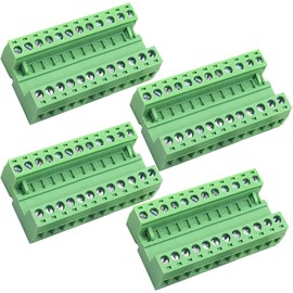 DaFuRui 4pairs 12Pin 5.08mm Pitch PCB Mount Screw，4Pcs 12Pin Phoenix Type Connector PCB Mount Screw Terminal Block Connector with 4Pcs 12Pin Plug