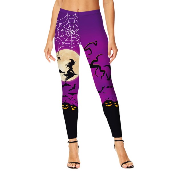 Halloween Scary Leggings for Women Moon Night Classic Graphic Printed