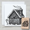 Newstamps Gingerbread House Motif Stamp Made of Wood & Rubber