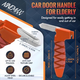 NINEMAX Exit Aid Car Entry Aid Car Seniors Pack of 2 Grab Bar for Car to Get Out with Belt Cutter Portable for Disability Pregnant Women (Orange)