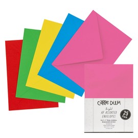 Pukka Pad, Carpe Diem Gummed Envelopes for Greeting Cards and Invitations - Pack of 25 Bright Envelopes - A7, 5.25 x 7.25 in