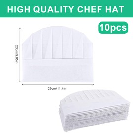 Ksvaye Pack of 10 Chef's Hat, Disposable Chef's Hat, Adult Unisex Baker's Hat, Chef's Hat for Men, Women, Kitchen, Hotel, Baking, Restaurant, Cooking (White), White