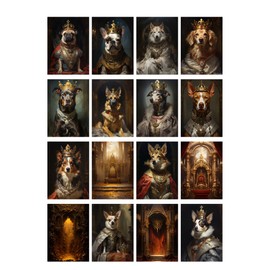 Decoupage Paper Pack (35 Sheets 6"x8") Funny Dogs Dressed as Royaly in Extravagant Castles FLONZ Vintage Illustration Pictures Cards for Decoupage, Craft and Scrapbooking