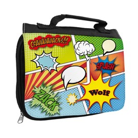 Toilet Bag with Name Wolf and Comic Design for Boys Toilet Bag with First Name Wash Bag for Children