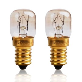 Pack of 2 Dimmable T22 Oven Lights, Heat Resistant Up to 300 Degrees, 250 lm Warm White 2700 K, E14 Gold Screw Cooling Light, AC 220-240 V, Used for Lava Lamp, Oven Light, Fridge Light