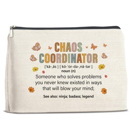 Chaos Coordinator Makeup Bag, Thank You Appreciation Gifts for Women Coworker Boss Lady Leader Mentor Teacher Nurse Manager, Coworker Gifts Chaos Coordinator Cosmetic Bag Makeup Pouch